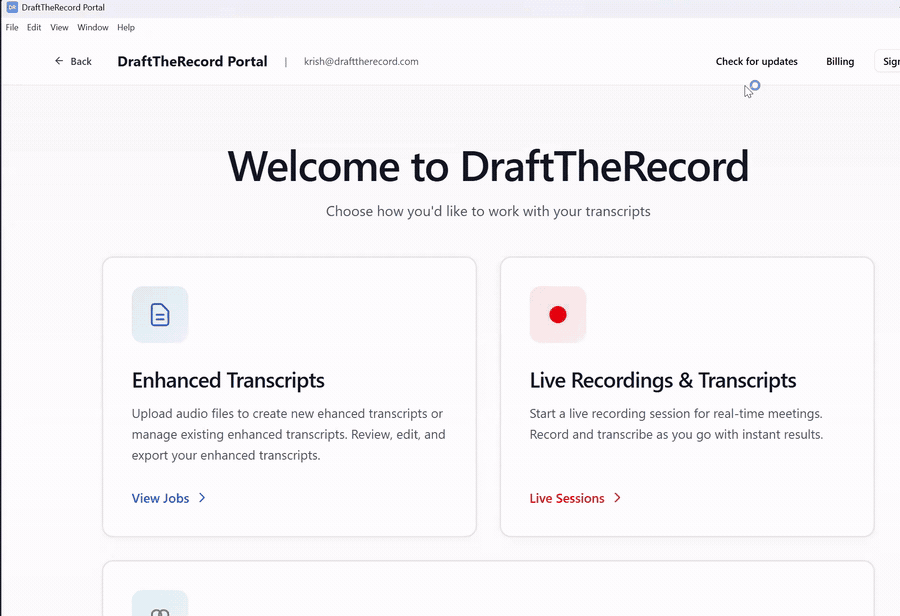 Clicking Check for updates in DraftTheRecord and letting the update install.